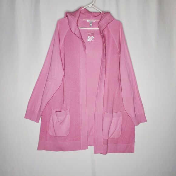 Isaac Mizrahi Cardigan Womens 2X Pink Hood Pocket - Picture 1 of 8